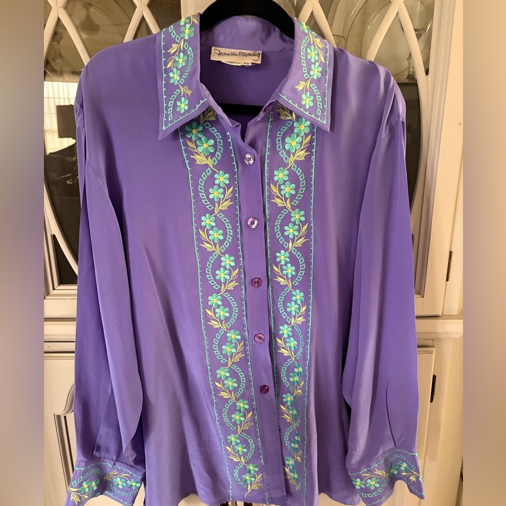 Diane Von Furstenberg Embroidered Button-Up Shirt